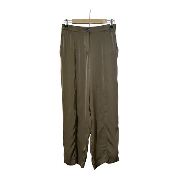 Zara Women's Size Small Satin Effect Mid-Rise Pants in Green - Picture 1 of 4